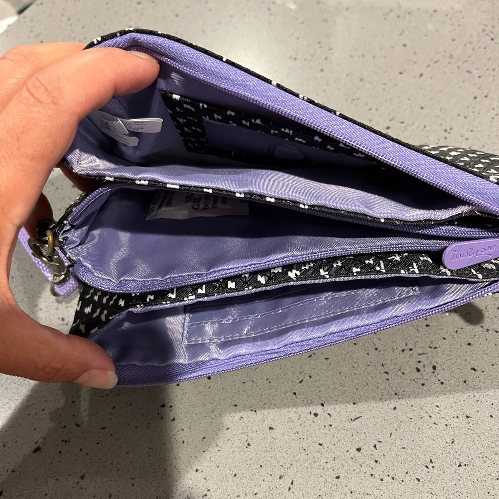 Thirty-One Easy Going Wristlet in Lil Scribble print
